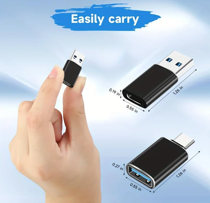 4팩 USB to USB C OTG 어댑터, 2팩 타입 C 암-수 충전 컨버터, 2팩 USB C 수-USB 3.0 암 어댑터