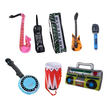 Baby Learning Toys Instrument Ukulele Toys Inflatable Musical Instrument Toys Microphone Balloons Inflatable Guitar Balloon