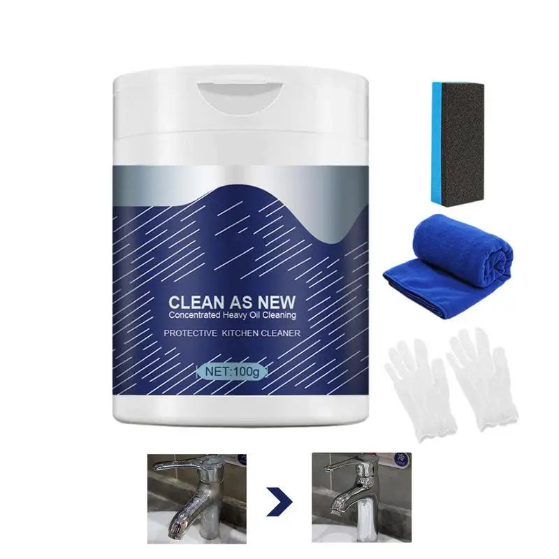 

All-Purpose Cleaning Powder Heavy Duty Degreaser Cleaner Foam Cleaner Rust Remover Includes Gloves Brush and Wipe