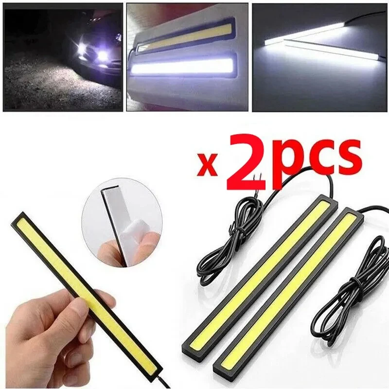 Feux de jour LED COB 17cm étanches universels - 2 lampes antibrouillard barres DRL pour voiture