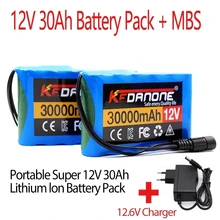 새로운 휴대용 슈퍼 배터리 12V 30000mah 충전식 리튬 이온 배터리 팩, 30Ah 용량 DC CCTV 캠 모니터 + 12.6V 충전기