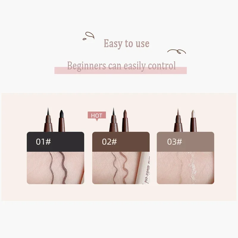 2 In 1 Brown Gel Eyeliner Pencil Ultra-slim Liquid Eye Liner Shadow Pen Smooth High Pigment Silkworm Gel Pen Lasting Eyes Makeup liquid eyeliner eyeliner pencil makeup pen eyeshadow eyeliner