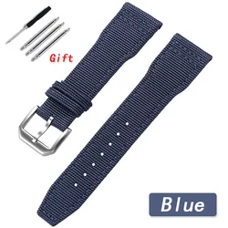 Nylon Canvas Sport Watch Strap - Universal Replacement Wristband - 22mm (Blue)