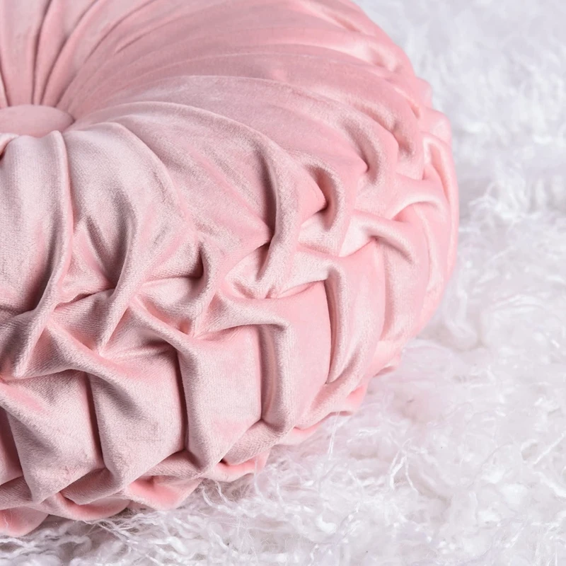 Round Pleated Throw Pillow 4