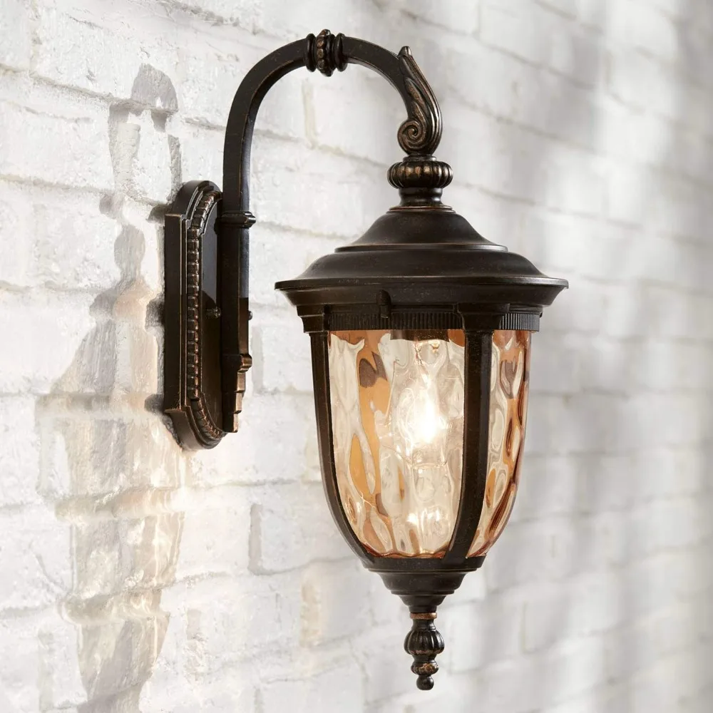 Outdoor Wall Lamp, Bronze Metal 16 1/2