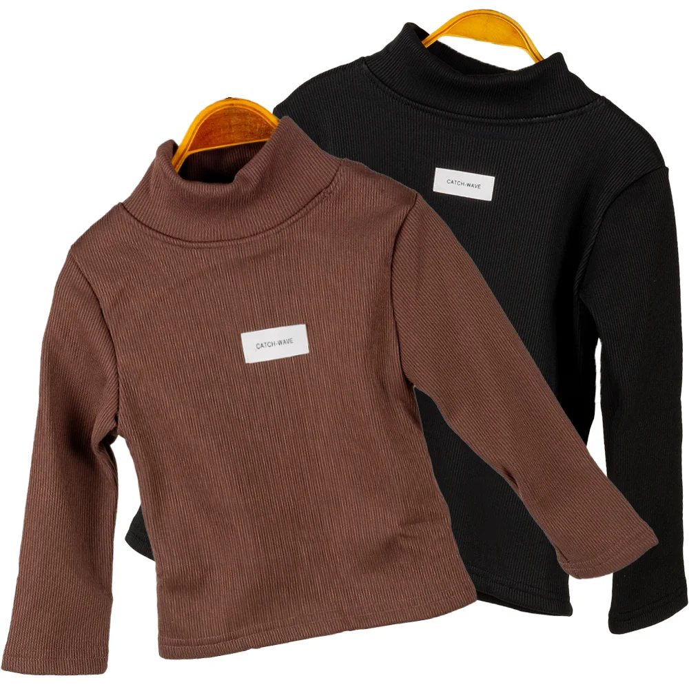 الأطفال الخريف الشتاء الياقة المدورة البلوز طويلة الأكمام أسفل قميص عادية الدافئة تي شيرت الاطفال طفل الفتيان الفتيات الملابس بلايز