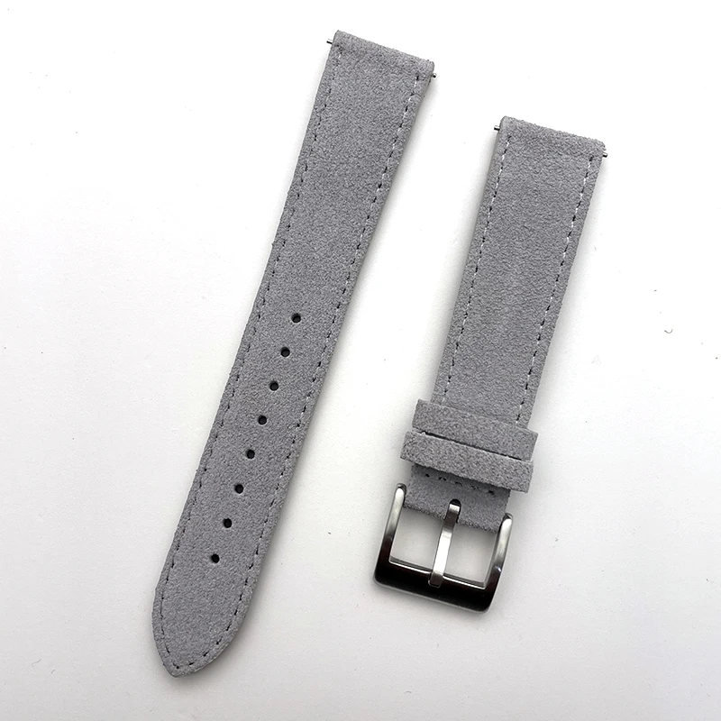 

20mm Merkur New Grey Turned Fur Leather Strap Waterproof Skin-friendly Retro Quick Release Watchband Watch Accessories