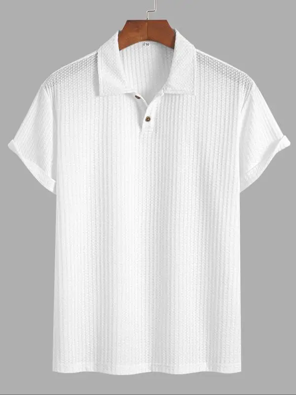 ★NOMANUAL★JACQUARD KNIT POLO Men's Plain Jacquard Knit Polo Shirt Regular Fit Casual