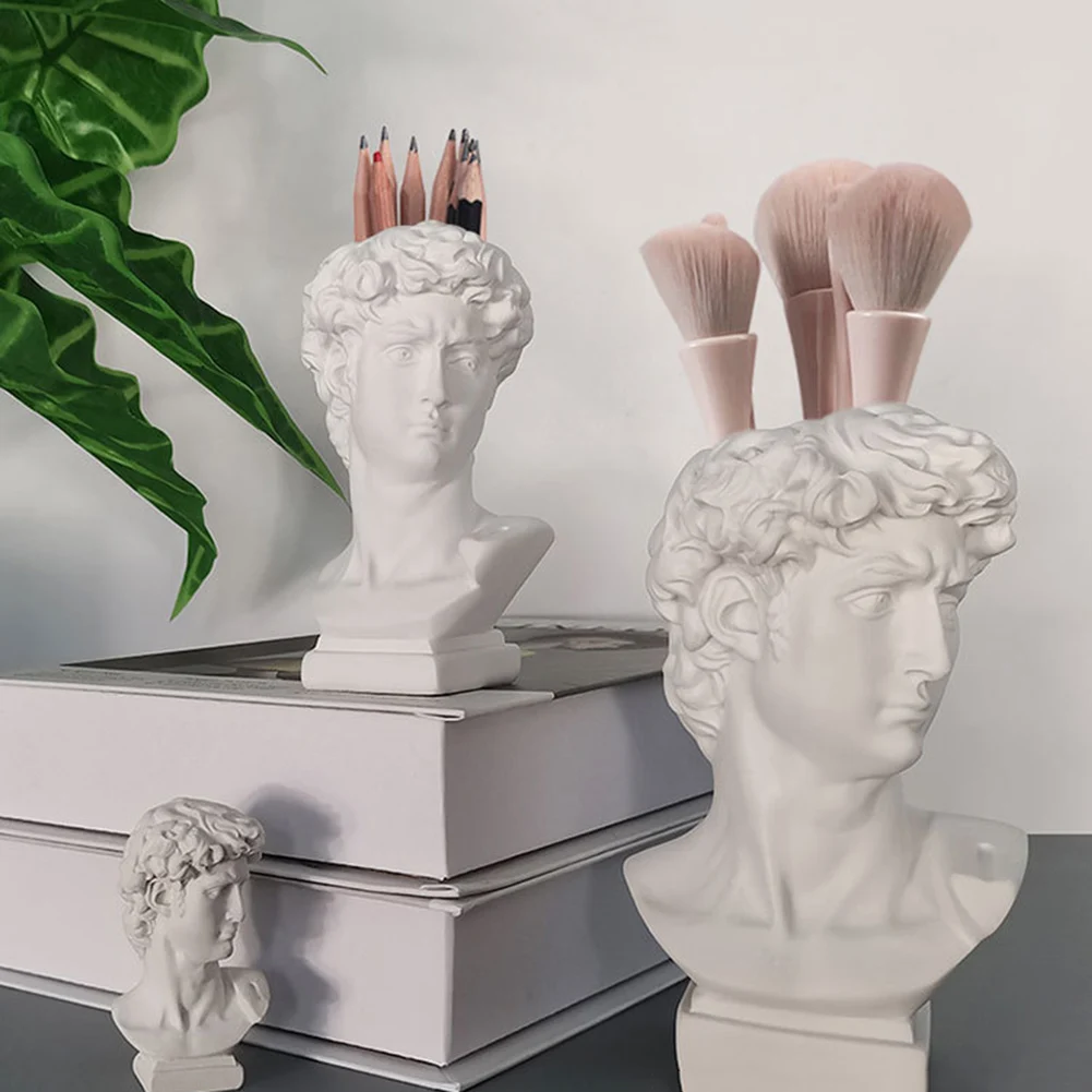 Kreative Kunst Blumentopf Make-up Pinsel Lagerung Stift halter David Statue Harz Medici Vase Desktop Organizer Wohnkultur Ornamente – Detail 8