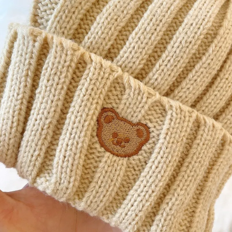 Bear Embroidery Baby Knitted Hat Winter Soft Warm Kids Boys Girls Cap Cartoon Children Caps Hats Beanie Bonnet knit hat baby hat