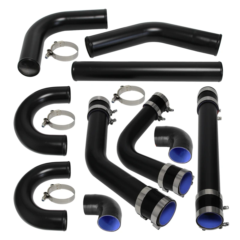

Universal 2.75" 70mm Aluminum Universal Intercooler Turbo Piping pipe Clamps Hose Kit Blue/Red/Black