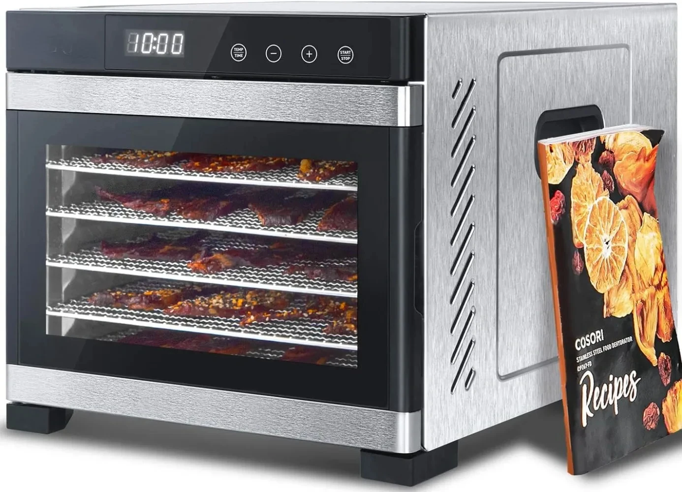 

Food Dehydrator for Jerky, Large Drying Space with 6.48ft², 600W Dehydrated Dryer, 6 Stainless Steel Trays, 48H Timer