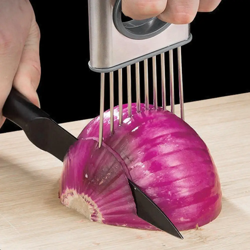 Onion Slicers Holder Vegetable Tomato Shredders Stainless Steel Beef Tenderer Vegetable Slicing Tool Kitchen Gadget