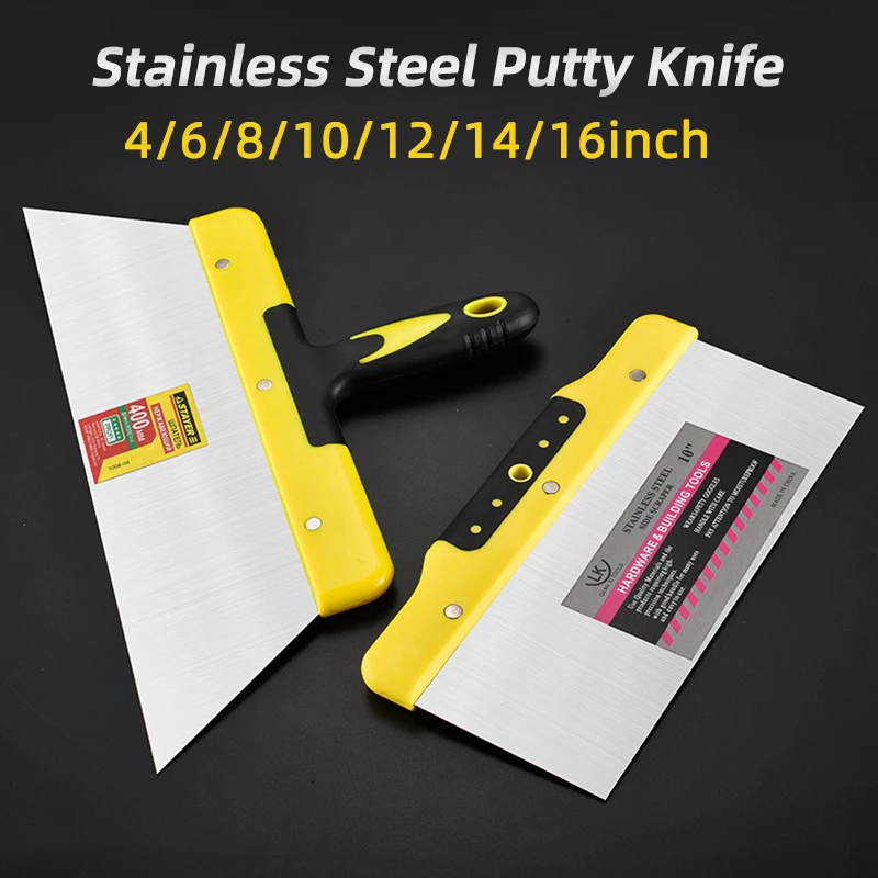 4/6/8/10/12/14/16inch Stainless Steel Putty Knife Scraper Shovel Paint Tools Construction Tools Household Industrial Cleaning