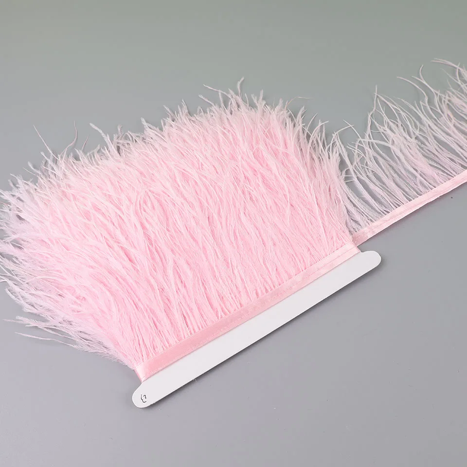 Ostrich Feathers 2M Ostrich Feathers on Ribbon for Needlework Sewing in Dress Decorative feathers on tape Fringe for clothes