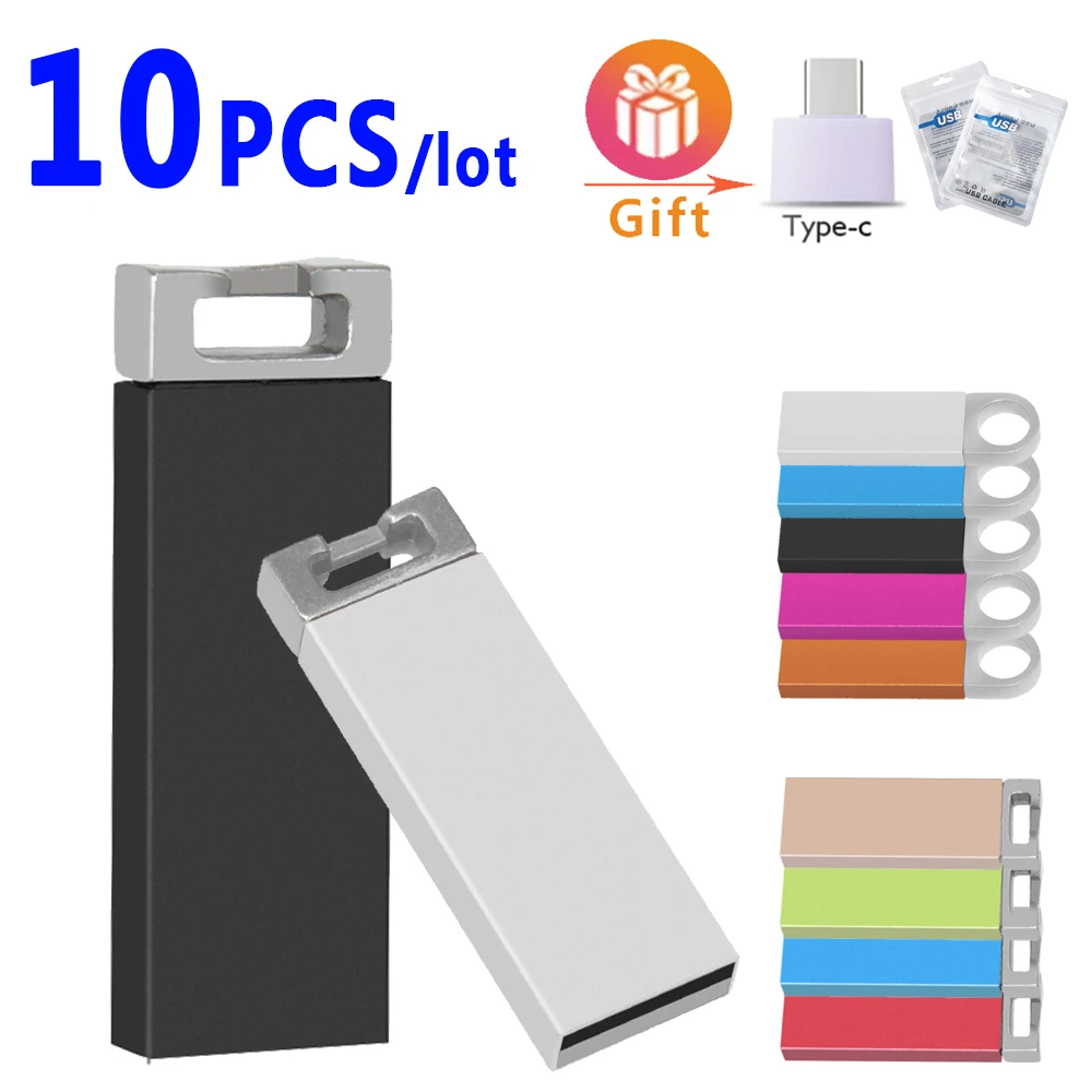 

10pcs/lot High Quality USB Flash Drive 2.0 Metal Pen Flash Drive 128GB 64GB 32GB 16GB 8GB 4GB USB Memory Stick Free custom logo