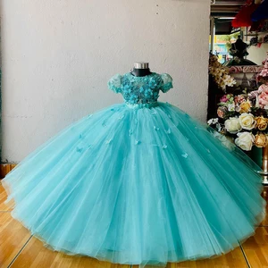 Роскошное рождественское платье для девочки темно-синее кружевное Асимметричное Платье для девочки с цветами для свадьбы с круглым вырезом бальное платье детское платье на день рождения