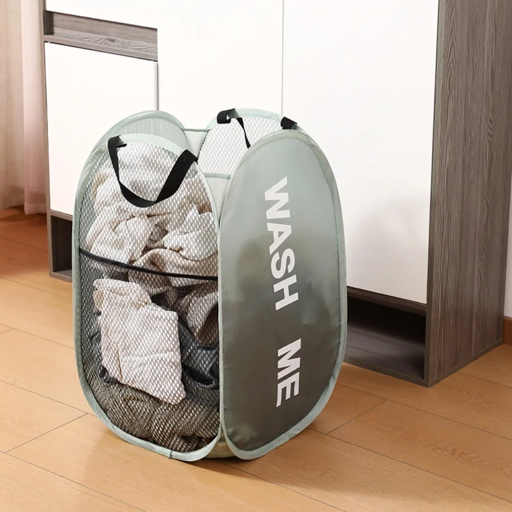 Collapsible Breathable Mesh Laundry Hamper - Space-Saving Portable Basket for Dorm, Travel, and Bathroom Use