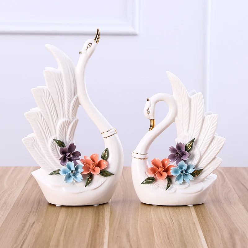 Bylydeco-deco Decorative Ornaments Home Decoration Decorative Ornaments Crystal Swan Home Decoration Crafts 