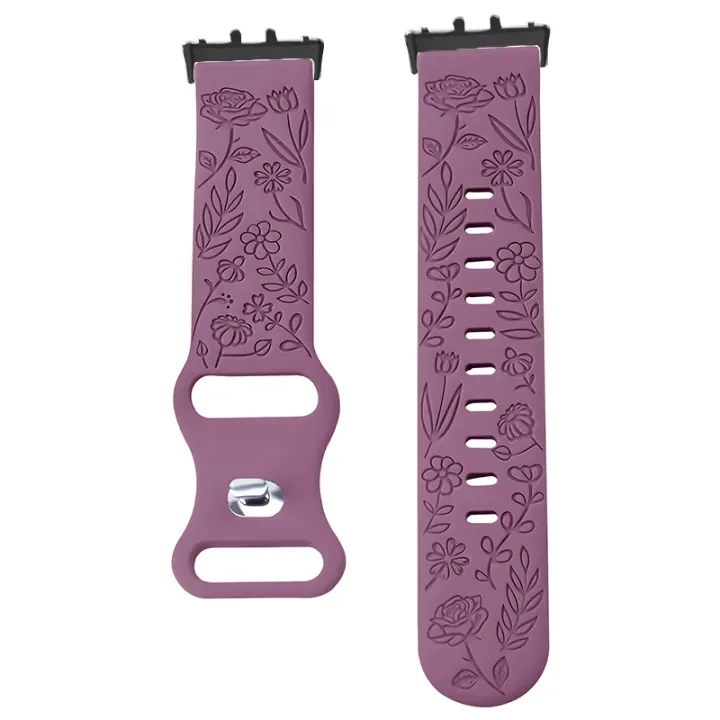 Floral Design Silicone Engraving Watch Strap Bracelet