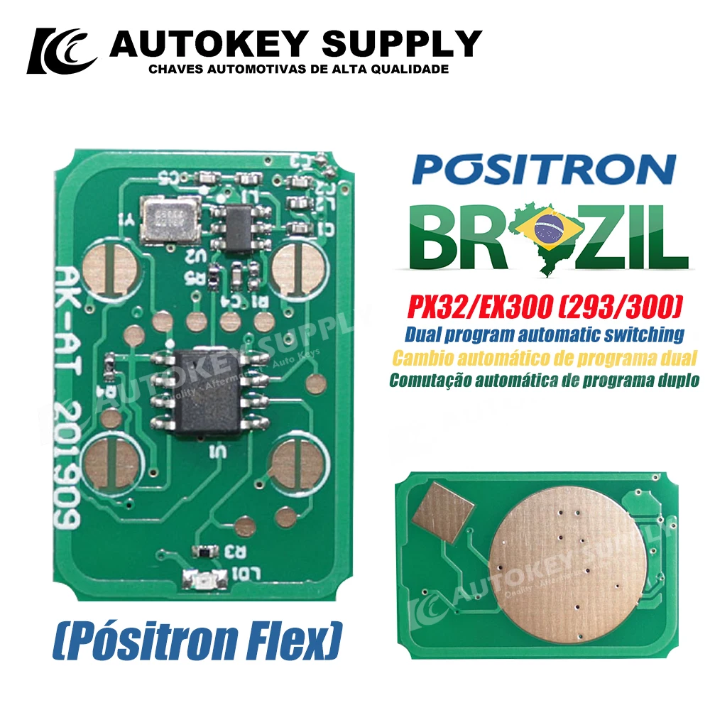 AutokeySupply AKBPCP168AT AKBPCP123AT Remote Key Alarm System PX46-Double Program (293/300) For Brazil Positron Flex car remote key car key