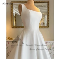Lakshmigown Simple Crepe A Line Wedding Dress Square Neckline 2024 Vestidos De Novia Elegant Bridal Gowns Pockets Customized 2