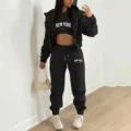 Women's Velvet Sweatshirt Alphabet Print Hooded Athleisure Set (3-Piece  Set) two piece sets womens outifits skirt sets - AliExpress