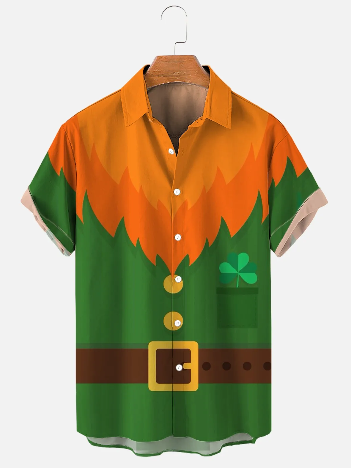 

Men's Saint Patrick's Day Lucky Clover Makeup Fashion Shirt