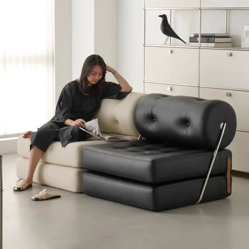 Small Space Living Room Modern Accent Chair Convertible Sofa Bed Modular Cream Style Bean Comfy Lounge Seat Compact Apartment