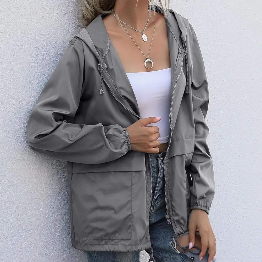 Women's Waterproof Rain Jacket With Hood For Spring And Autumn_voghion.com