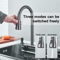 304 Stainless Steel Waterfall Kitchen Sink Large Single Slot Integrated Digital Display Faucet Set Soap Dispenser knife Board 2