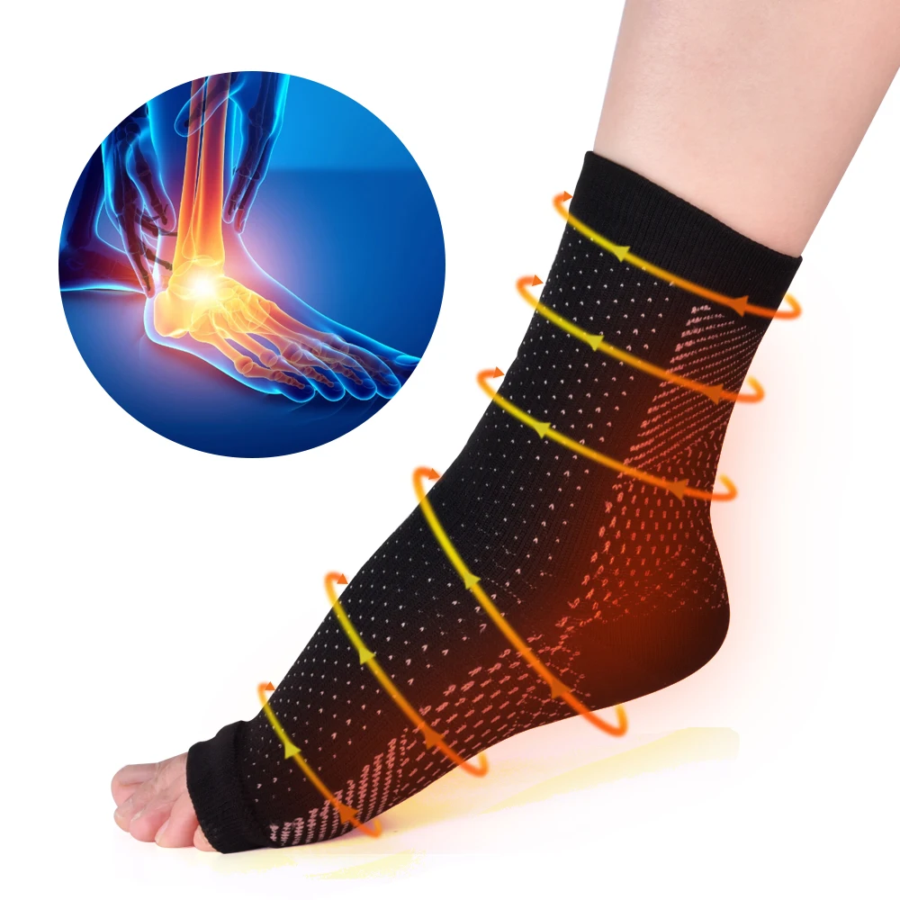 1pair Men Women Foot Circulation Swelling Relief Foot Sleeve Socks Anti Fatigue Compression Varicosity Ankle Support Socks