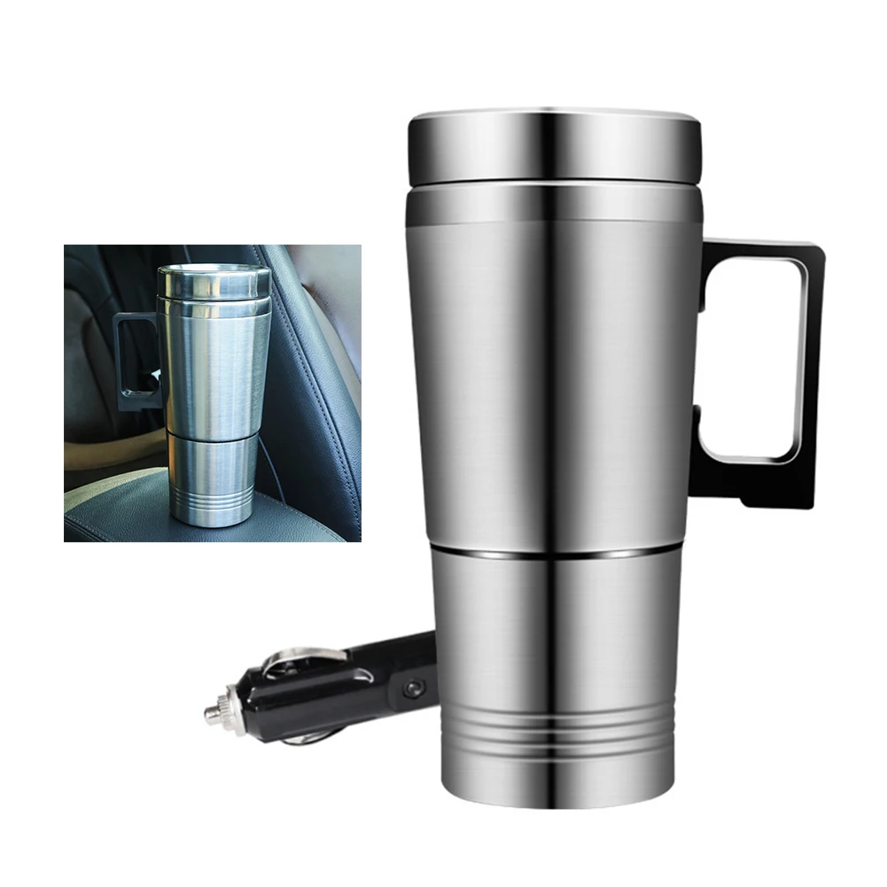 물 커피 우유 보온 머그컵 300ML 캠핑 여행용 주전자 12V/24V 차량용 전기 가열 컵 스테인리스 스틸 물 가열병