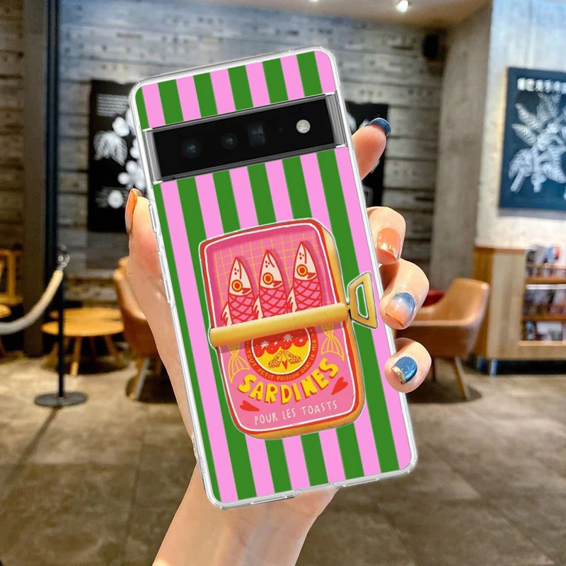 Transparent Soft TPU Phone Case with Funny Fish Sardines Laser Design