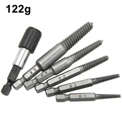 5-Piece Hexagonal Screw Extractor Set - Black Quick Release Electric Thread Removal Tool (5pc and 1pc 60mm)