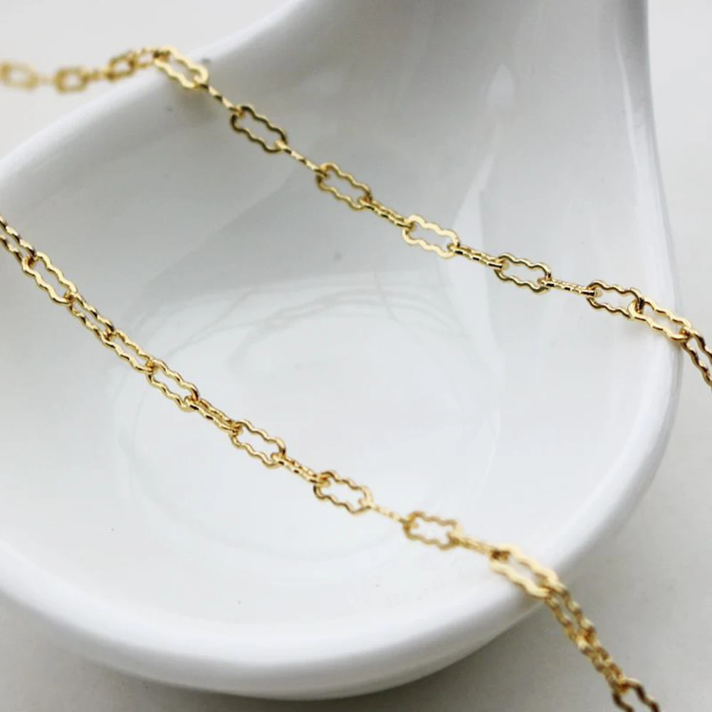 

1Meter Brass Gold Plated Krinkle Chain Bulk 8 Shaped Paperclip Chain For Diy Handmade Necklace Bracelet Jewelry Making Supplies