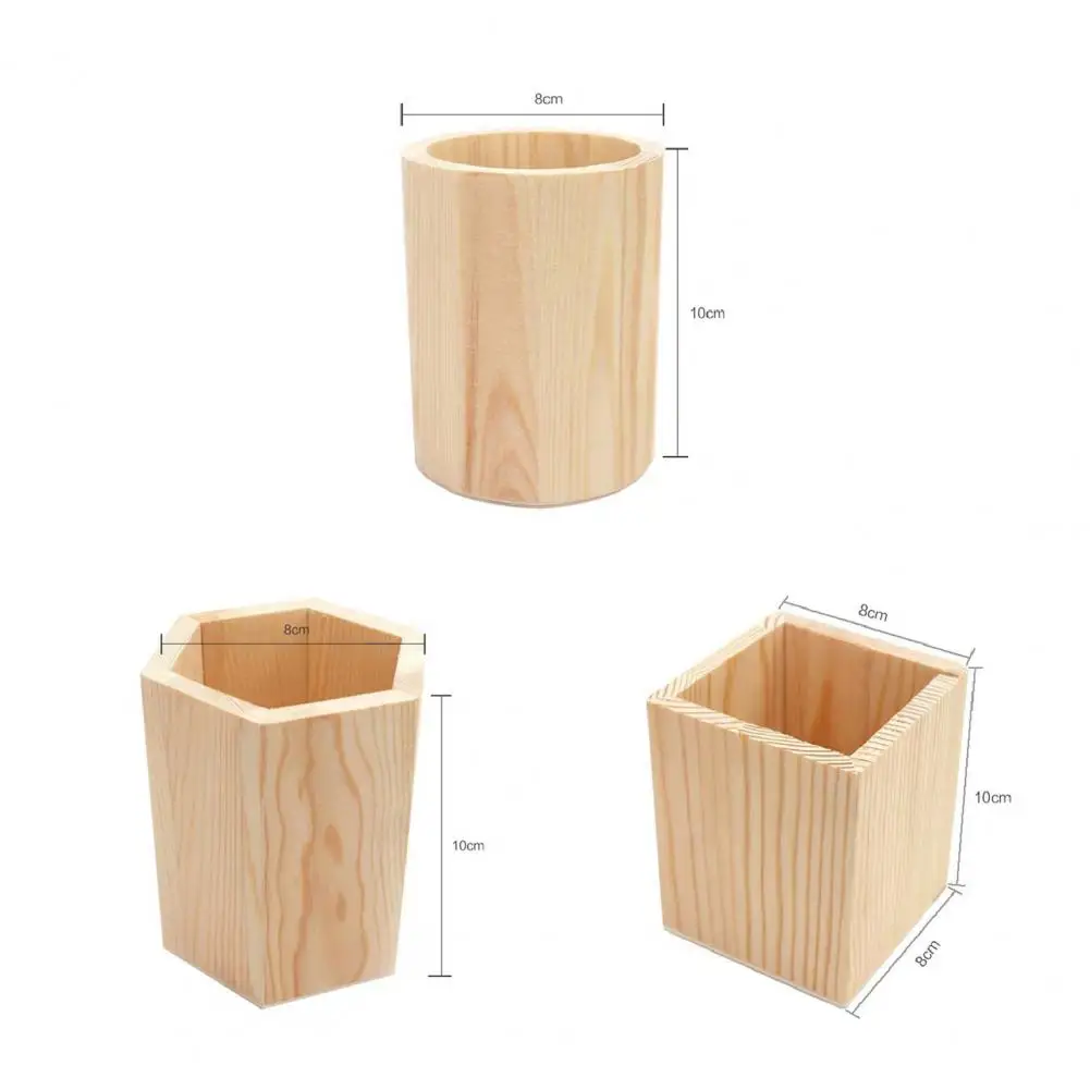 DIY Wooden Pencil Pen Holder Desk Organizer Storing Erasers Paper Clips Pens Organizer Makeup Brushes Wooden Pens Pencil Holder