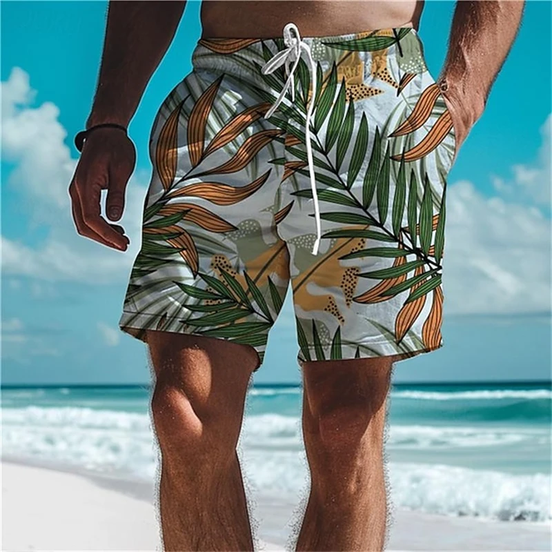

New Casual Street Boys Kids Sportswear Gym Short Pants Leaf 3d Print Hawaiian Beach Shorts Womens Clothes 2024 Summer Swimwear