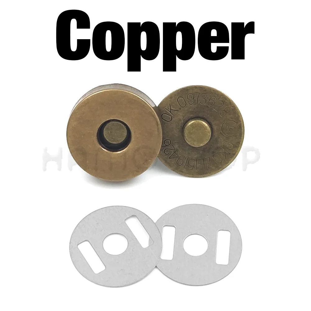 Set of 10 Magnetic Snap Fasteners for Handbags and Wallets - Craft Accessory Buckles