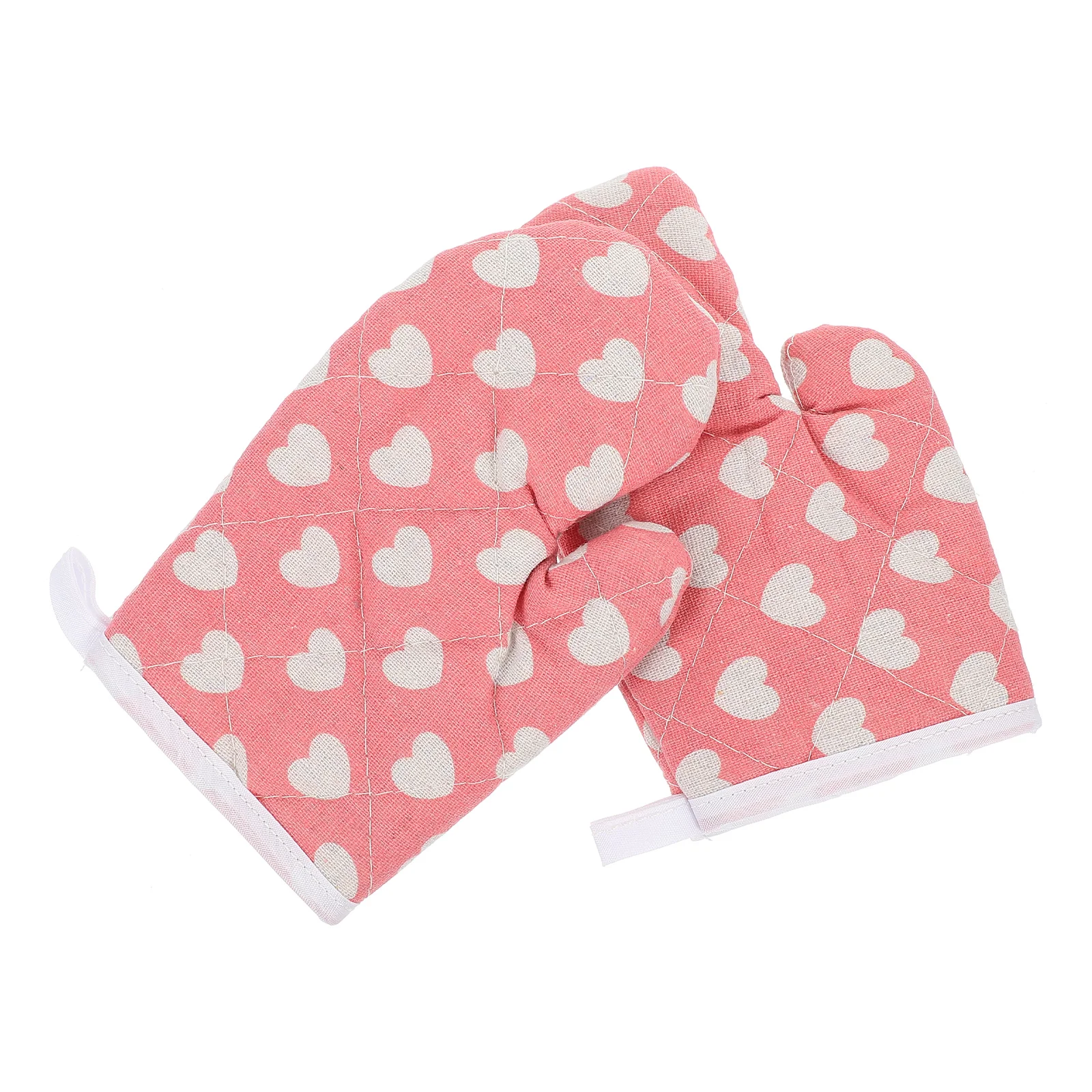 

Mobestech Kitchen Short Oven Mitts Kids Oven Mitts 2Pcs Microwave Oven Gloves Non Oven Mitts Heart Printed Safe Backing