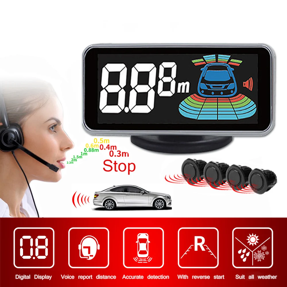 4 sensori Auto Parktronic LED Digital Parking Reverse Backup retroilluminazione Display parcheggio Auto sistema di rilevamento Radar di retromarcia 8 4 sensori Auto Parktronic LED Digital Parking Reverse Backup retroilluminazione Display parcheggio Auto sistema di rilevamento Radar di retromarcia - Saf77512cf2654f6893be8532a83a28f45