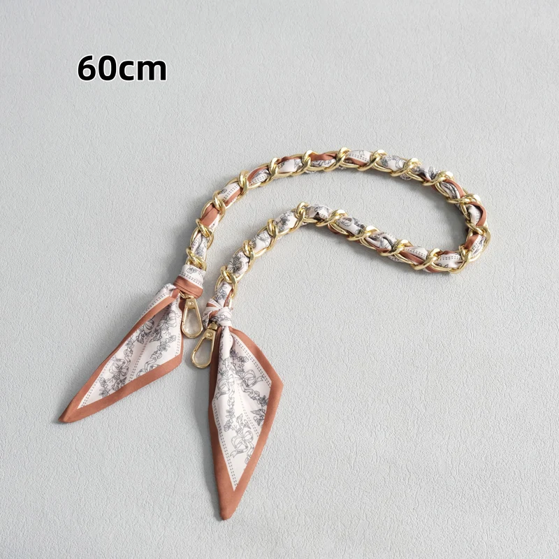Neue Mode Marke Frau Handtasche Zubehör Ketten Abnehmbare Blumen Druck Metall Seide Schulter Gurt Frauen DIY Kette Tasche Griffe – Detail 12