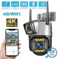 Dual Lens 4G IP Camera WiFi 8MP 4K Surveillance Cameras Wireless Outdoor Smart Home Night Vision V380 Digital Zoom CCTV Camara