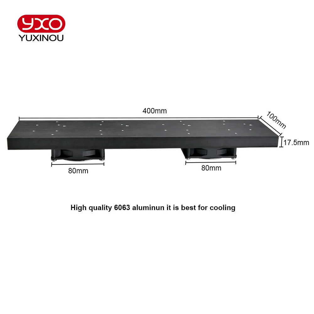 Aluminum Cooler Heatsink Cooling System 400x100x40mm with 110V 220V Cooling Fan for 200W 300W LED Grow Light Aquarium Lighting