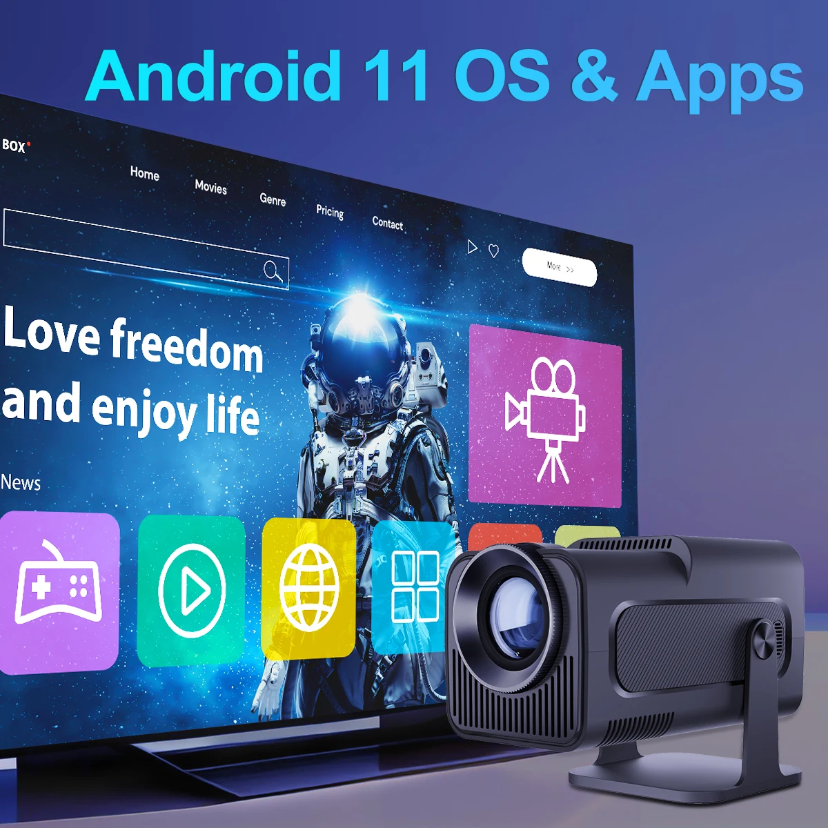 Magcubic Android11 Projector 1920*1080P 4K Wifi6 390ANSI AllwinnerH713 180&deg; flexible BT5.0 Home Cinema Projetor Upgrated HY300