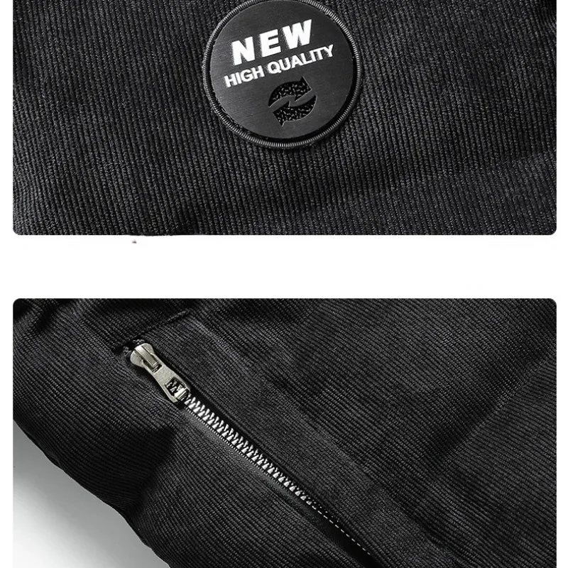 Winter Fleece Thick Lapel Corduroy Jacket Men Warm Parka Brand Windproof Long Sleeve Zipper Outerwear Men Clothing