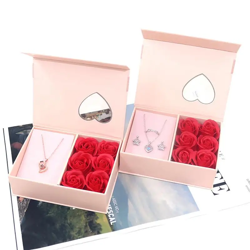 Rose Jewelry Gift Box Ring Earrings Necklace Storage Wedding Valentines