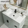 36" Bathroom Vanities Sink Combo Set, Modern Cabinet w/Wave Lines, Undermount Ceramic Sink w/Matte Black Faucet Drain 4