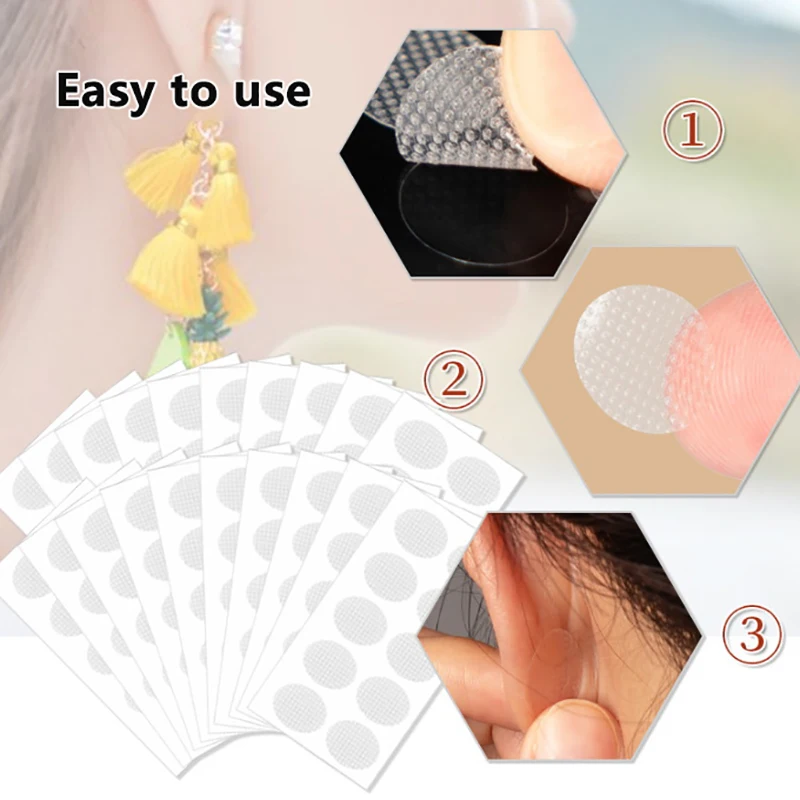 100Pcs 투명 보이지 않는 귀 피부 보호 스티커 늘어진 귀 피부 및 무거운 귀걸이로 인한 스트레인 완화