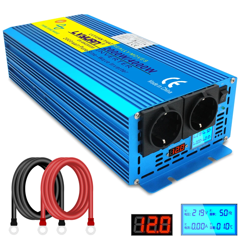 4000W Spitzen REINE SINUS WELLE INVERTER DC12V/24V Zu AC 220V 230V 50Hz  60hz LED Digital Display Solar Spannung Konverter EU Buchse - AliExpress